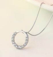 Elegant Streetwear Circle Sterling Silver Zircon Pendant Necklace In Bulk sku image 1