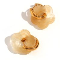 1 Pair Basic Sweet Classic Style Flower Plating Stainless Steel Arylic 18k Gold Plated Drop Earrings sku image 1