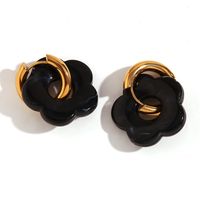 1 Pair Basic Sweet Classic Style Flower Plating Stainless Steel Arylic 18k Gold Plated Drop Earrings sku image 2