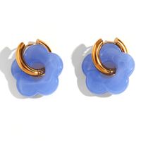 1 Pair Basic Sweet Classic Style Flower Plating Stainless Steel Arylic 18k Gold Plated Drop Earrings sku image 3