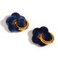 1 Pair Basic Sweet Classic Style Flower Plating Stainless Steel Arylic 18k Gold Plated Drop Earrings sku image 8