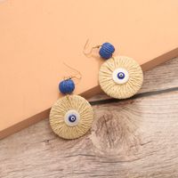 Wholesale Jewelry Vintage Style Simple Style Round Eye Raffia Handmade Drop Earrings sku image 1