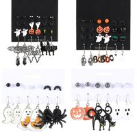 1 Set Funny Pumpkin Spider Ghost Enamel Plating Inlay Alloy Metal Acrylic Rhinestones Zircon Gold Plated Rhodium Plated Silver Plated Drop Earrings Ear Studs main image 7