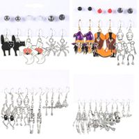 1 Set Funny Pumpkin Spider Ghost Enamel Plating Inlay Alloy Metal Acrylic Rhinestones Zircon Gold Plated Rhodium Plated Silver Plated Drop Earrings Ear Studs main image 5