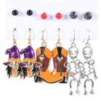 1 Set Funny Pumpkin Spider Ghost Enamel Plating Inlay Alloy Metal Acrylic Rhinestones Zircon Gold Plated Rhodium Plated Silver Plated Drop Earrings Ear Studs main image 3