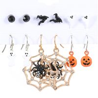 1 Set Funny Pumpkin Spider Ghost Enamel Plating Inlay Alloy Metal Acrylic Rhinestones Zircon Gold Plated Rhodium Plated Silver Plated Drop Earrings Ear Studs main image 2