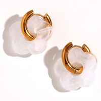 1 Pair Basic Sweet Classic Style Flower Plating Stainless Steel Arylic 18k Gold Plated Drop Earrings sku image 19