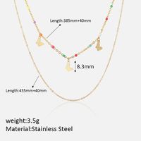 Stainless Steel IG Style Hip-Hop Plating Butterfly Double Layer Necklaces sku image 1