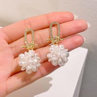 1 Pair Sweet Flower Imitation Pearl Alloy Drop Earrings main image 4