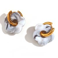 1 Pair Basic Sweet Classic Style Flower Plating Stainless Steel Arylic 18k Gold Plated Drop Earrings sku image 10