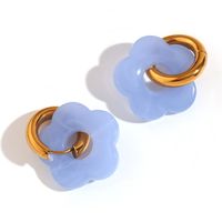 1 Pair Basic Sweet Classic Style Flower Plating Stainless Steel Arylic 18k Gold Plated Drop Earrings sku image 12