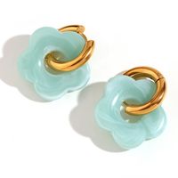 1 Pair Basic Sweet Classic Style Flower Plating Stainless Steel Arylic 18k Gold Plated Drop Earrings sku image 14