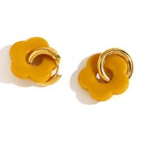 1 Pair Basic Sweet Classic Style Flower Plating Stainless Steel Arylic 18k Gold Plated Drop Earrings sku image 15