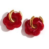 1 Pair Basic Sweet Classic Style Flower Plating Stainless Steel Arylic 18k Gold Plated Drop Earrings sku image 17