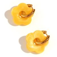 1 Pair Basic Sweet Classic Style Flower Plating Stainless Steel Arylic 18k Gold Plated Drop Earrings sku image 20