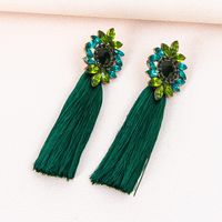 1 Pair Ig Style Glam Flower Inlay Alloy Glass Drop Earrings main image 3