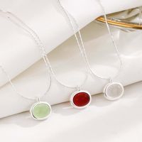 Ig Style Simple Style Round Sterling Silver Artificial Gemstones Pendant Necklace In Bulk main image 1