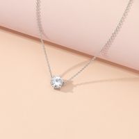 Simple Style Round Copper Plating Inlay Zircon Silver Plated Necklace main image 3
