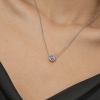 Simple Style Round Copper Plating Inlay Zircon Silver Plated Necklace main image 2