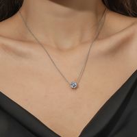 Simple Style Round Copper Plating Inlay Zircon Silver Plated Necklace sku image 1