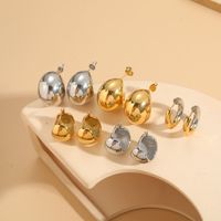 1 Piece Simple Style Solid Color Plating 304 Stainless Steel Earrings main image 4