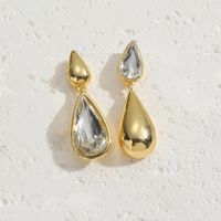 1 Paar Glänzend Quadrat Wassertropfen Herzform Überzug Inlay Kupfer Glas Zirkon 14 Karat Vergoldet Ohrringe sku image 6