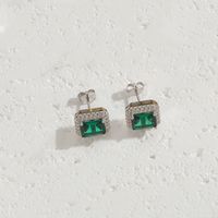 1 Pair Shiny Square Water Droplets Heart Shape Plating Inlay Copper Glass Zircon 14k Gold Plated Earrings sku image 1