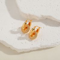 1 Pair Simple Style Irregular Round Enamel Plating Inlay Copper Pearl Zircon 14k Gold Plated Earrings main image 4
