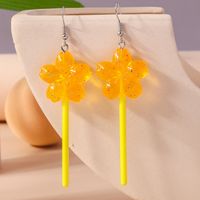 1 Pair Cute Flower Plastic Zinc Alloy Drop Earrings sku image 1