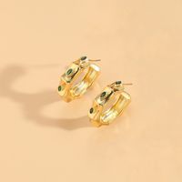 1 Pair Simple Style Irregular Round Enamel Plating Inlay Copper Pearl Zircon 14k Gold Plated Earrings sku image 6