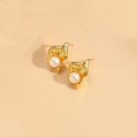 1 Pair Simple Style Irregular Round Enamel Plating Inlay Copper Pearl Zircon 14k Gold Plated Earrings sku image 4