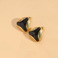 1 Pair Simple Style Irregular Round Enamel Plating Inlay Copper Pearl Zircon 14k Gold Plated Earrings sku image 5
