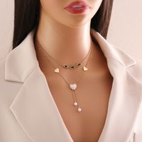 Stainless Steel 18K Gold Plated Sweet Plating Inlay Heart Shape Artificial Pearls Zircon Bracelets Earrings Necklace main image 5