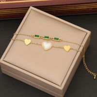 Stainless Steel 18K Gold Plated Sweet Plating Inlay Heart Shape Artificial Pearls Zircon Bracelets Earrings Necklace sku image 2