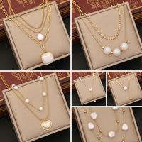 Wholesale Commute Heart Shape 304 Stainless Steel Copper Layered Plating 18K Gold Plated Necklace main image 1