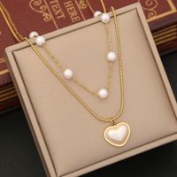 Wholesale Commute Heart Shape 304 Stainless Steel Copper Layered Plating 18K Gold Plated Necklace sku image 2