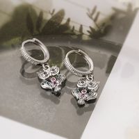 1 Pair Simple Style Commute Owl Plating Inlay Copper Zircon 18k Gold Plated Drop Earrings sku image 1
