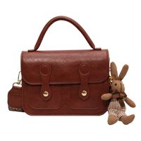 Women's All Seasons Pu Leather Solid Color Classic Style Square Magnetic Buckle Handbag sku image 2