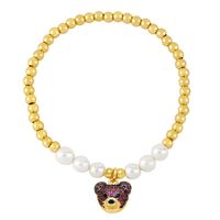 Ig Style Cute Fashion Bear Baroque Pearls Copper Beaded Plating Inlay Zircon Women's Bracelets main image 6