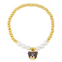 Ig Style Cute Fashion Bear Baroque Pearls Copper Beaded Plating Inlay Zircon Women's Bracelets main image 3