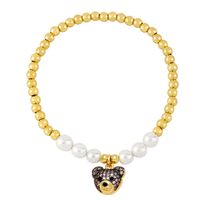 Ig Style Cute Fashion Bear Baroque Pearls Copper Beaded Plating Inlay Zircon Women's Bracelets main image 4