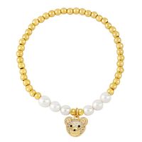 Ig Style Cute Fashion Bear Baroque Pearls Copper Beaded Plating Inlay Zircon Women's Bracelets main image 2