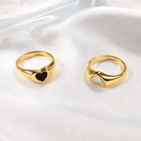 Lady Heart Shape Stainless Steel Plating Shell 18k Gold Plated Rings main image 3