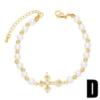 Style Ig Mode Traverser Perles Baroques Le Cuivre Perlé Placage Incruster Zircon Plaqué Or 18k Femmes Bracelets main image 5