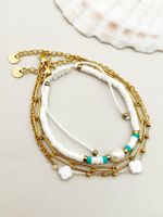 Wholesale Jewelry Vintage Style Handmade Geometric Colorful Heart Shape Stainless Steel Artificial Crystal Soft Clay 14K Gold Plated Polishing Enamel Plating Bracelets main image 3