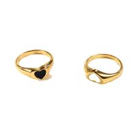 Lady Heart Shape Stainless Steel Plating Shell 18k Gold Plated Rings main image 2