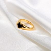 Lady Heart Shape Stainless Steel Plating Shell 18k Gold Plated Rings main image 4