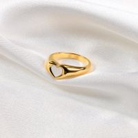 Lady Heart Shape Stainless Steel Plating Shell 18k Gold Plated Rings main image 1