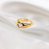 Lady Heart Shape Stainless Steel Plating Shell 18k Gold Plated Rings sku image 2