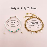 Wholesale Jewelry Vintage Style Handmade Geometric Colorful Heart Shape Stainless Steel Artificial Crystal Soft Clay 14K Gold Plated Polishing Enamel Plating Bracelets sku image 6